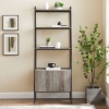 72" Industrial Style Wood & Metal Ladder Bookcase with Doors