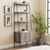 72" Industrial Style Wood & Metal Ladder Bookcase with Doors