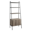 72" Industrial Style Wood & Metal Ladder Bookcase with Doors