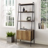 72" Industrial Style Wood & Metal Ladder Bookcase with Doors