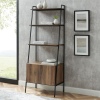 72" Industrial Style Wood & Metal Ladder Bookcase with Doors