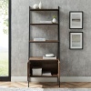 72" Industrial Style Wood & Metal Ladder Bookcase with Doors