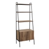 72" Industrial Style Wood & Metal Ladder Bookcase with Doors