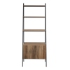 72" Industrial Style Wood & Metal Ladder Bookcase with Doors