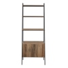 72" Industrial Style Wood & Metal Ladder Bookcase with Doors