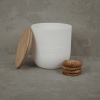 White Plastic Biscuit Jar With Bamboo Lid