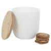 White Plastic Biscuit Jar With Bamboo Lid