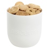 White Plastic Biscuit Jar With Bamboo Lid