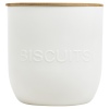 White Plastic Biscuit Jar With Bamboo Lid