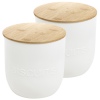 White Plastic Biscuit Jar With Bamboo Lid
