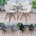 TROMSO 80cm Round Scandi Style Kitchen Table[White] + Scandi Style Kitchen Chairs[4 Pk,]