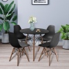 TROMSO 80cm Round Scandi Style Kitchen Table[White] + Scandi Style Kitchen Chairs[4 Pk,]