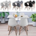 TROMSO 80cm Rectangle Scandi Style Kitchen Table[White] + Scandi Style Kitchen Chairs[4 Pk,]