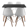 TROMSO 80cm Rectangle Scandi Style Kitchen Table[White] + Scandi Style Kitchen Chairs[4 Pk,]