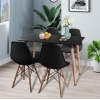 TROMSO 80cm Rectangle Scandi Style Kitchen Table[White] + Scandi Style Kitchen Chairs[4 Pk,]