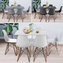 TROMSO 80cm Rectangle Scandi Style Kitchen Table [White] + Scandi Style Kitchen Chairs 6 Pk
