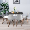 TROMSO 80cm Rectangle Scandi Style Kitchen Table [White] + Scandi Style Kitchen Chairs 6 Pk