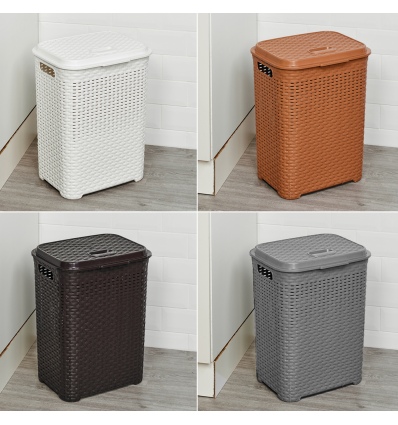 55L Plastic Rattan Laundry Basket