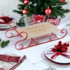 Christmas Sledge Beechwood & Metal Serving Tray 14x46x22cm [255561]