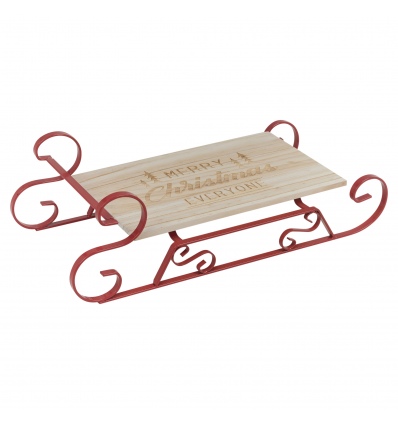 Christmas Sledge Beechwood & Metal Serving Tray 14x46x22cm [255561]