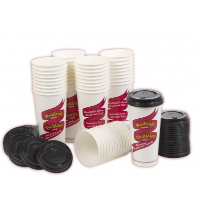 Large Milkshake Cups  With Black Lids Woodlands Design 22oz