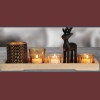 6 Pcs Reindeer Tealight Holder in Wooden Candle Tray [785594]