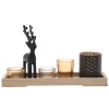 6 Pcs Reindeer Tealight Holder in Wooden Candle Tray [785594]