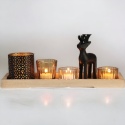 6 Pcs Reindeer Tealight Holder in Wooden Candle Tray [785594]