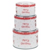 3 Pcs Red & White Santa Tin Set