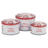 3 Pcs Red & White Santa Tin Set