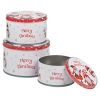 3 Pcs Red & White Santa Tin Set