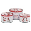 3 Pcs Red & White Santa Tin Set