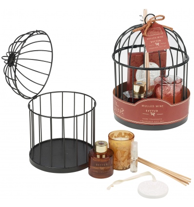 Perfume Reed Diffuser & Candle in Birdcage Home Fragrance Gift Set [042338]