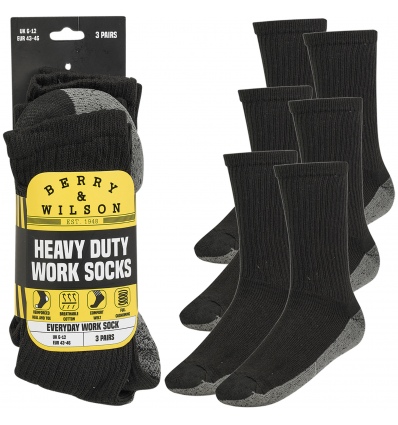 3 Pairs Berry & Wilson Heavy Duty Work Socks - (1 Pack) [043732]