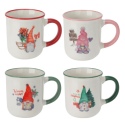 4 x Xmas Gnome Design Porcelain Mugs [646963]