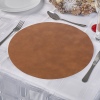 Brown PU Leather Round Placemat [129220]