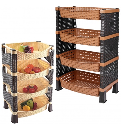 4 Tier Rattan Vegetable Storage Shelves [007614]