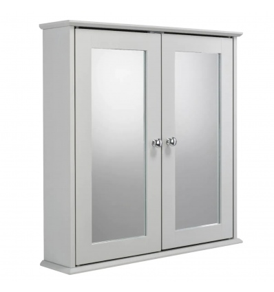 Croydex FlexiFix Ashby Grey Wooden Double Door Mirror Cabinet [238618]