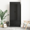 ALMARI High Gloss Tall 2 Door Wardrobe With 2 Drawers