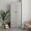 ALMARI High Gloss Tall 2 Door Wardrobe With 2 Drawers