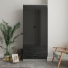 ALMARI High Gloss Tall 2 Door Wardrobe With 2 Drawers