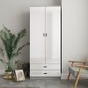 ALMARI High Gloss Tall 2 Door Wardrobe With 2 Drawers