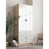 ALMARI High Gloss Tall 2 Door Wardrobe With 2 Drawers