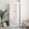 ALMARI High Gloss Tall 2 Door Wardrobe With 2 Drawers