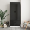 ALMARI High Gloss Tall 2 Door Wardrobe With 2 Drawers