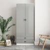 ALMARI High Gloss Tall 2 Door Wardrobe With 2 Drawers