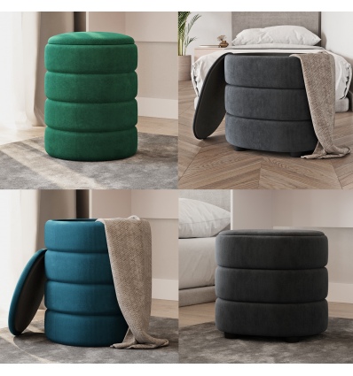 GIGI Velvet Rib Ottoman Storage Stool