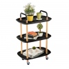 3 Tier Beech Wood & Plastic Serving Trolley with Wheels