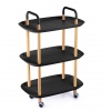 3 Tier Beech Wood & Plastic Serving Trolley with Wheels