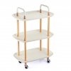 3 Tier Beech Wood & Plastic Serving Trolley with Wheels